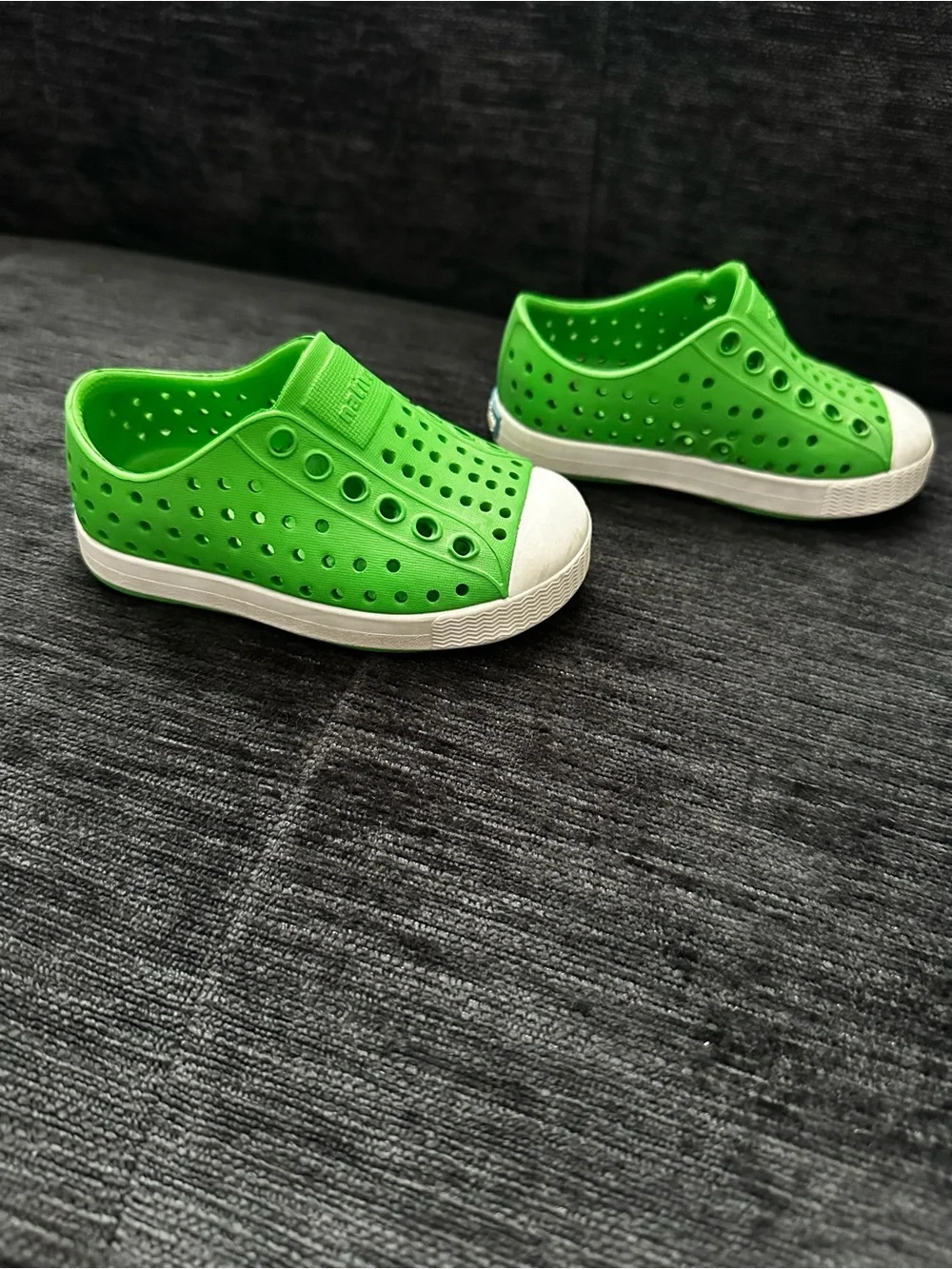 Native Kids Slip-On Water Shoes in Bright Green with White Toe
